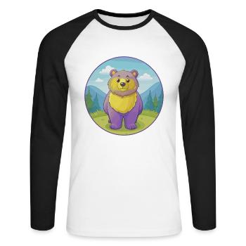 ours mignon kawaii dessin animé clipart animal de compagnie - T-shirt baseball manches longues Homme - blanc/noir - Devant - Nik (191cm)