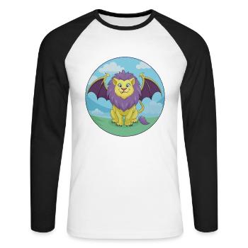 Manticore mignon Kawaii dessin animé Clipart Animal de compagnie - T-shirt baseball manches longues Homme - blanc/noir - Devant - Nik (191cm)