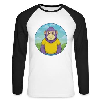 Bonobo Cute Kawaii Cartoon Clipart Animal Pet - Unisex Long Sleeve Baseball T-Shirt - white/black - Front - Nik (191cm)