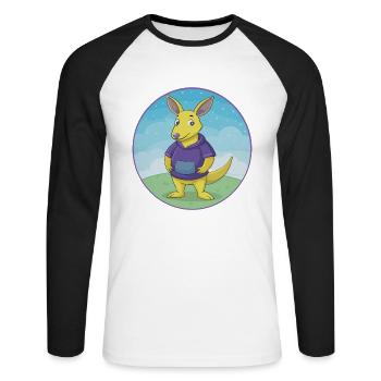 Aardvark mignon Kawaii dessin animé Clipart Animal de compagnie - T-shirt baseball manches longues Homme - blanc/noir - Devant - Nik (191cm)