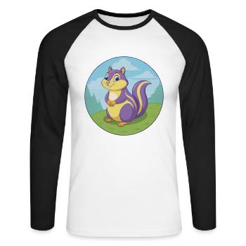 Chipmunk Cute Kawaii Cartoon Clipart Animal Pet - Unisex Long Sleeve Baseball T-Shirt - white/black - Front - Nik (191cm)