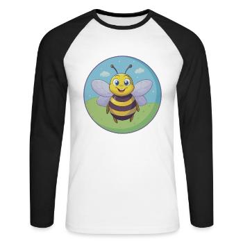 Bee Cute Kawaii Cartoon Clipart Animal Pet - Unisex Long Sleeve Baseball T-Shirt - white/black - Front - Nik (191cm)