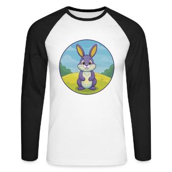Rabbit Cute Kawaii Cartoon Clipart Animal Pet - Unisex Long Sleeve Baseball T-Shirt - white/black - Front - Nik (191cm)