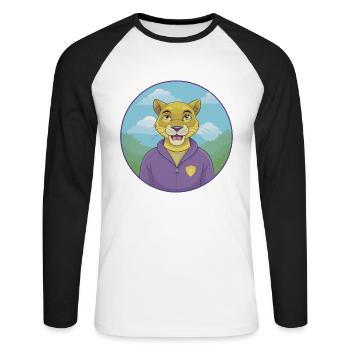 Cougar Cute Kawaii Cartoon Clipart Animal Pet - Unisex Long Sleeve Baseball T-Shirt - white/black - Front - Nik (191cm)