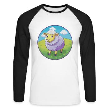 mouton mignon kawaii dessin animé clipart animal de compagnie - T-shirt baseball manches longues Homme - blanc/noir - Devant - Nik (191cm)