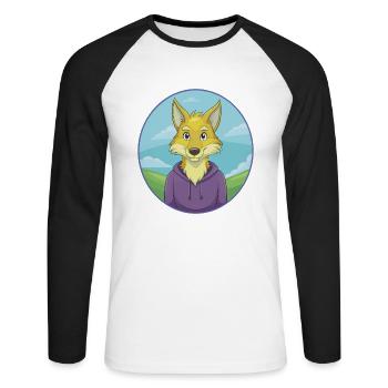 Coyote Cute Kawaii Cartoon Clipart Animal Pet - Unisex Long Sleeve Baseball T-Shirt - white/black - Front - Nik (191cm)