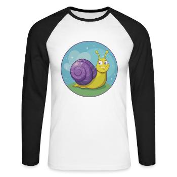 Escargot mignon Kawaii dessin animé Clipart Animal de compagnie - T-shirt baseball manches longues Homme - blanc/noir - Devant - Nik (191cm)