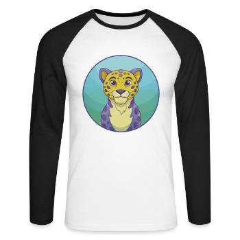 Leopard Cute Kawaii Cartoon Clipart Animal Pet - Unisex Long Sleeve Baseball T-Shirt - white/black - Front - Nik (191cm)
