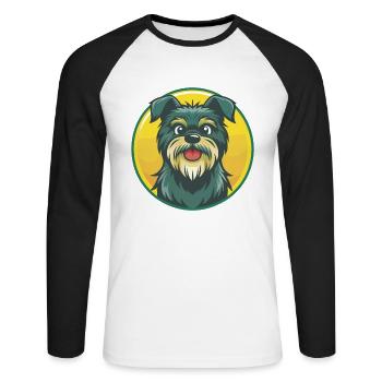 Affenpinscher chien mignon Kawaii dessin animé animal de compagnie - T-shirt baseball manches longues Homme - blanc/noir - Devant - Nik (191cm)
