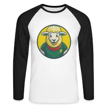 mouton mignon kawaii dessin animé clipart animal de compagnie - T-shirt baseball manches longues Homme - blanc/noir - Devant - Nik (191cm)