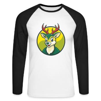 Deer Cute Kawaii Cartoon Clipart Pet Animal - Unisex Long Sleeve Baseball T-Shirt - white/black - Front - Nik (191cm)