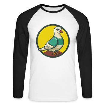 Colombe mignon Kawaii dessin animé Clipart Animal de compagnie - T-shirt baseball manches longues Homme - blanc/noir - Devant - Nik (191cm)