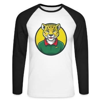 guépard mignon kawaii dessin animé clipart animal de compagnie - T-shirt baseball manches longues Homme - blanc/noir - Devant - Nik (191cm)