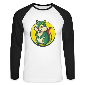 Chipmunk Cute Kawaii Cartoon Clipart Pet Animal - Unisex Long Sleeve Baseball T-Shirt - white/black - Front - Nik (191cm)