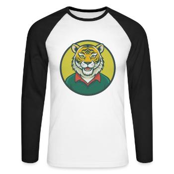 Tiger Niedliche Kawaii Cartoon Clipart Haustier Tier - Unisex Baseballshirt langarm - Weiß/Schwarz - Vorne - Nik (191cm)