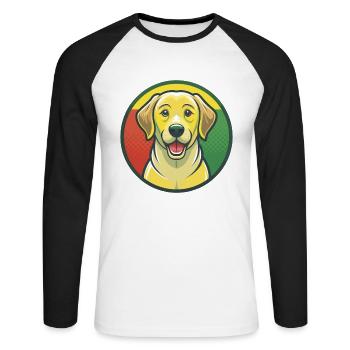 Labrador retriever chien mignon Kawaii dessin animé Animal - T-shirt baseball manches longues Homme - blanc/noir - Devant - Nik (191cm)