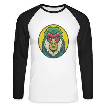 Mandrill Niedliche Kawaii Cartoon Clipart Haustier Tier - Unisex Baseballshirt langarm - Weiß/Schwarz - Vorne - Nik (191cm)