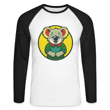 Koala Niedliche Kawaii Cartoon Clipart Haustier Tier - Unisex Baseballshirt langarm - Weiß/Schwarz - Vorne - Nik (191cm)