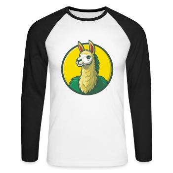 Lama mignon Kawaii dessin animé Clipart Animal de compagnie - T-shirt baseball manches longues Homme - blanc/noir - Devant - Nik (191cm)