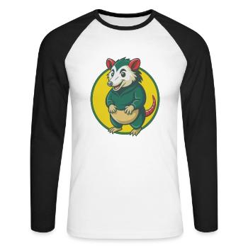 opossum mignon kawaii dessin animé clipart animal de compagnie - T-shirt baseball manches longues Homme - blanc/noir - Devant - Nik (191cm)