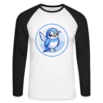 mangeur d’abeilles bleu kawaii dessin animé personnage clipart - T-shirt baseball manches longues Homme - blanc/noir - Devant - Nik (191cm)