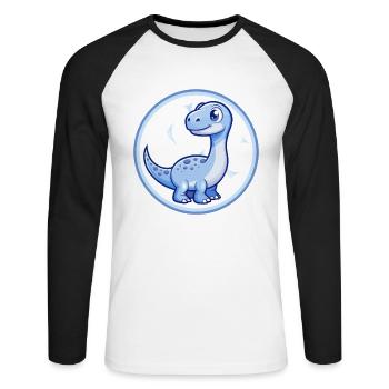 Dinosaur Blue Kawaii Cartoon Character Clipart Pet - Unisex Long Sleeve Baseball T-Shirt - white/black - Front - Nik (191cm)