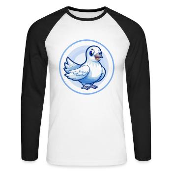 Taube Blau Kawaii Cartoon Figur Clipart Haustier - Unisex Baseballshirt langarm - Weiß/Schwarz - Vorne - Nik (191cm)