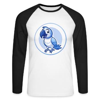 Papagei Blau Kawaii Cartoon Figur Clipart Haustier - Unisex Baseballshirt langarm - Weiß/Schwarz - Vorne - Nik (191cm)