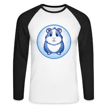 Cochon d’Inde Bleu Kawaii Dessin animé Personnage Clipart - T-shirt baseball manches longues Homme - blanc/noir - Devant - Nik (191cm)