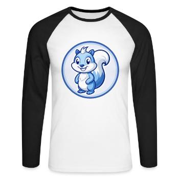 écureuil bleu kawaii dessin animé personnage clipart animal de compagnie - T-shirt baseball manches longues Homme - blanc/noir - Devant - Nik (191cm)