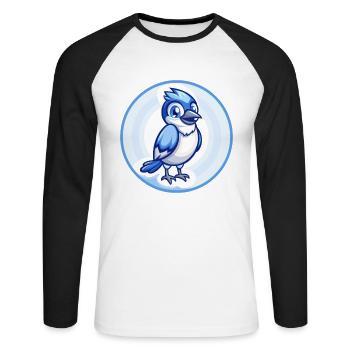 Jay Bird Blau Kawaii Cartoon Figur Clipart Haustier - Unisex Baseballshirt langarm - Weiß/Schwarz - Vorne - Nik (191cm)
