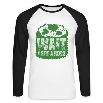Cadeau géologue géologie - T-shirt baseball manches longues Homme - blanc/noir - Devant - Nik (191cm)