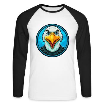 Albatross Colorful Kawaii Cartoon Character Animal - Unisex Long Sleeve Baseball T-Shirt - white/black - Front - Nik (191cm)