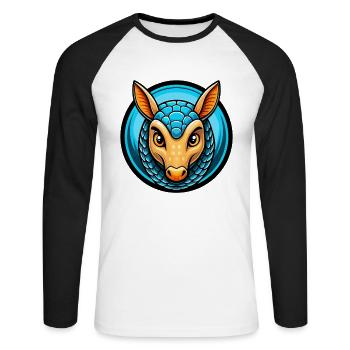 Armadillo Colorful Kawaii Cartoon Character Animal - Unisex Long Sleeve Baseball T-Shirt - white/black - Front - Nik (191cm)