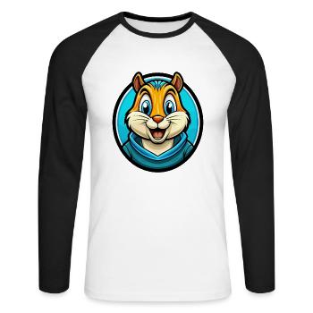 Chipmunk Colorful Kawaii Cartoon Character Clipart - Unisex Long Sleeve Baseball T-Shirt - white/black - Front - Nik (191cm)