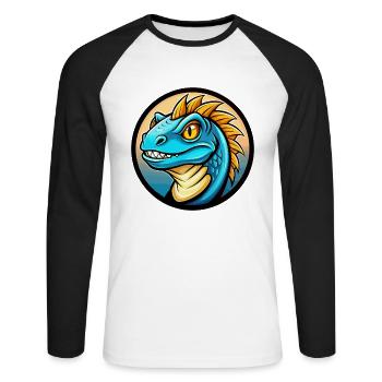 Basilisk Bunte Kawaii Cartoon Figur Clipart - Unisex Baseballshirt langarm - Weiß/Schwarz - Vorne - Nik (191cm)