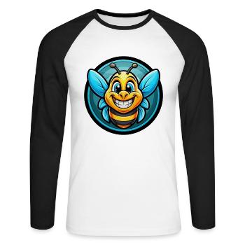 Biene Bunt Kawaii Cartoon Charakter Clipart Haustier - Unisex Baseballshirt langarm - Weiß/Schwarz - Vorne - Nik (191cm)