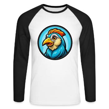 perdrix coloré Kawaii personnage de dessin animé Animal - T-shirt baseball manches longues Homme - blanc/noir - Devant - Nik (191cm)
