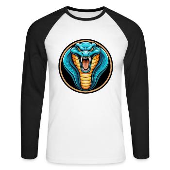 Cobra Colorful Kawaii Cartoon Character Clipart - Unisex Long Sleeve Baseball T-Shirt - white/black - Front - Nik (191cm)