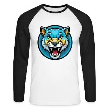 Cougar Colorful Kawaii Cartoon Character Clipart - Unisex Long Sleeve Baseball T-Shirt - white/black - Front - Nik (191cm)