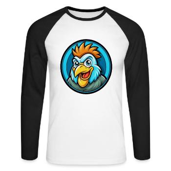 Huhn Bunte Kawaii Cartoon Figur Clipart - Unisex Baseballshirt langarm - Weiß/Schwarz - Vorne - Nik (191cm)