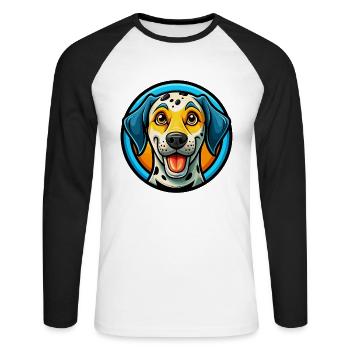 Dalmatian Dog Colorful Kawaii Cartoon Character - Unisex Long Sleeve Baseball T-Shirt - white/black - Front - Nik (191cm)