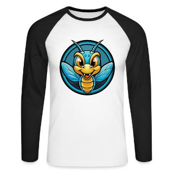 Dragonfly Colorful Kawaii Cartoon Character Animal - Unisex Long Sleeve Baseball T-Shirt - white/black - Front - Nik (191cm)