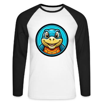 tortue coloré kawaii personnage de dessin animé clipart - T-shirt baseball manches longues Homme - blanc/noir - Devant - Nik (191cm)