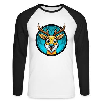 Deer Colorful Kawaii Cartoon Character Clipart Pet - Unisex Long Sleeve Baseball T-Shirt - white/black - Front - Nik (191cm)