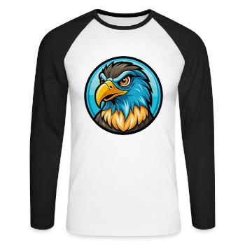 Falcon Colorful Kawaii Cartoon Character Clipart - Unisex Long Sleeve Baseball T-Shirt - white/black - Front - Nik (191cm)