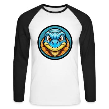 Turtle Colorful Kawaii Cartoon Character Clipart - Unisex Long Sleeve Baseball T-Shirt - white/black - Front - Nik (191cm)