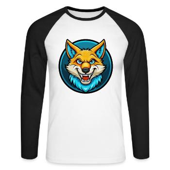 Coyote Colorful Kawaii Cartoon Character Clipart - Unisex Long Sleeve Baseball T-Shirt - white/black - Front - Nik (191cm)