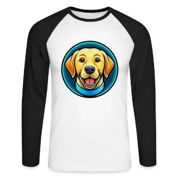 Labrador Retriever Hund Buntes Kawaii Cartoon Haustier - Unisex Baseballshirt langarm - Weiß/Schwarz - Vorne - Nik (191cm)