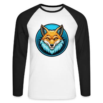 Fuchs Bunte Kawaii Cartoon Figur Clipart Haustier - Unisex Baseballshirt langarm - Weiß/Schwarz - Vorne - Nik (191cm)